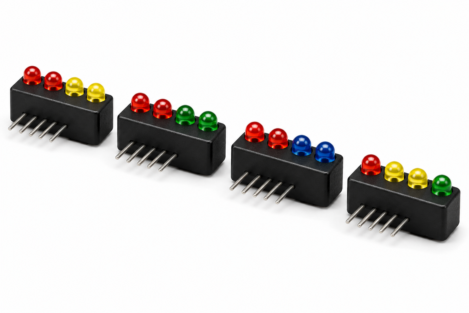 KINGBRIGHT 3mm Four Hole LED Indicator black housing LED indicator array product image