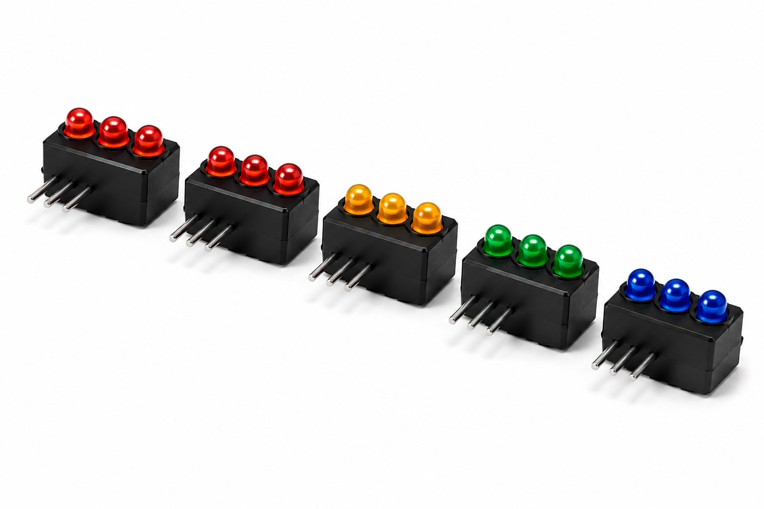 KINGBRIGHT 3mm Three Hole LED Indicator black housing LED indicator array product image